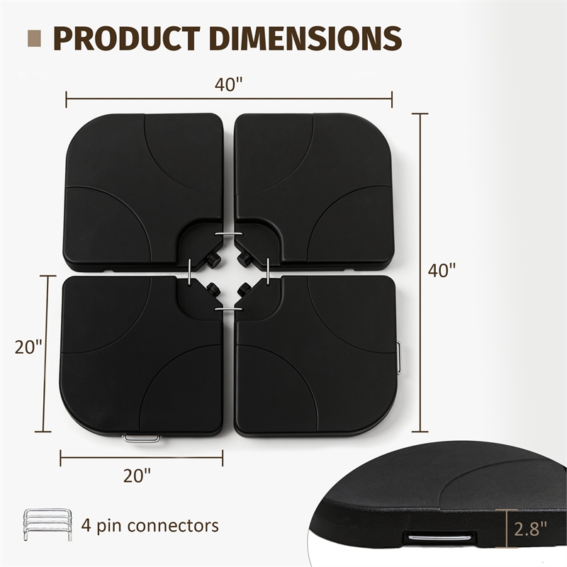 Black Plastic 220lb Offset Patio Umbrella Base with Stackable Stand