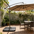 Black Plastic 220lb Offset Patio Umbrella Base with Stackable Stand