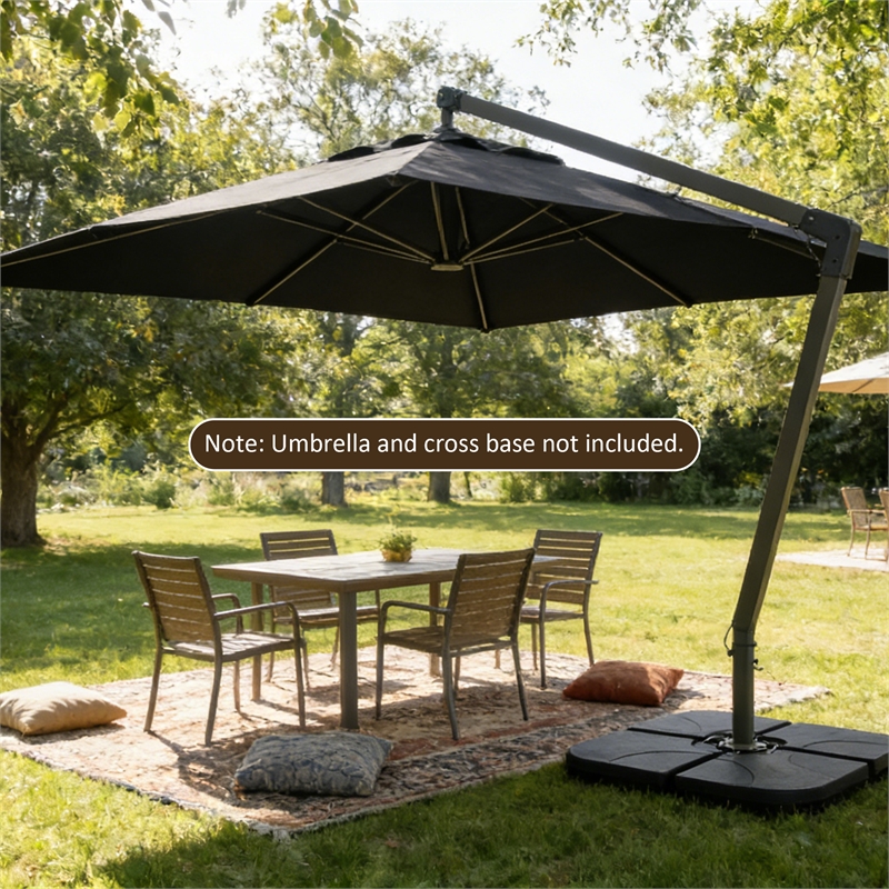 Black Plastic 220lb Offset Patio Umbrella Base with Stackable Stand