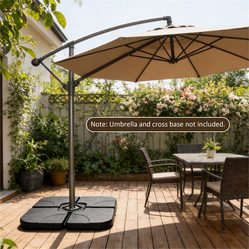 Black Plastic 220lb Offset Patio Umbrella Base with Stackable Stand