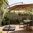 Black Plastic 220lb Offset Patio Umbrella Base with Stackable Stand