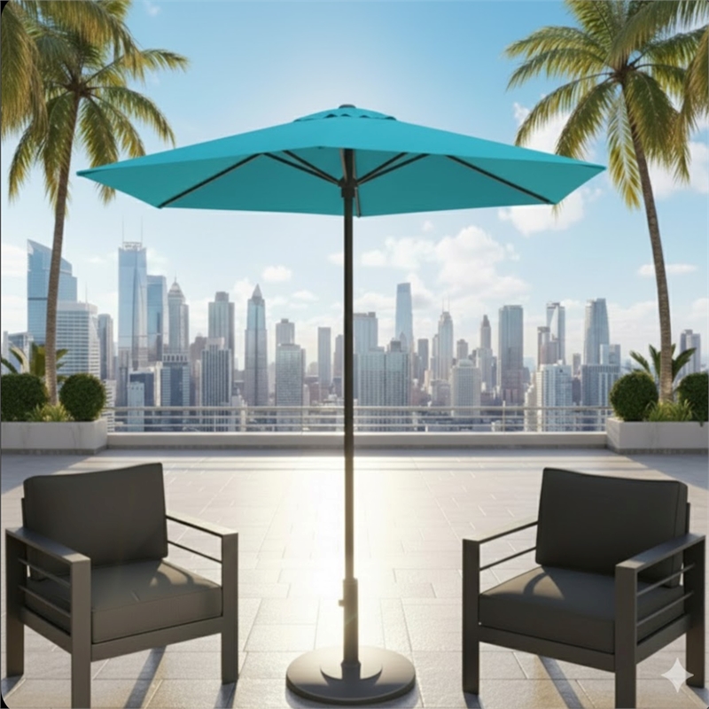 7.5ft Blue Patio Umbrella with Crank Lift Tilt UVResistant Polyester Shade (WITHOUT BASE)