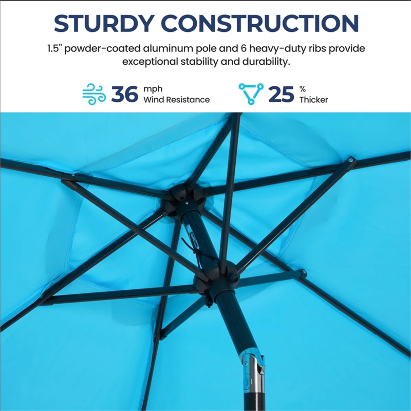 7.5ft Blue Patio Umbrella with Crank Lift Tilt UVResistant Polyester Shade (WITHOUT BASE)