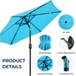 7.5ft Blue Patio Umbrella with Crank Lift Tilt UVResistant Polyester Shade (WITHOUT BASE)