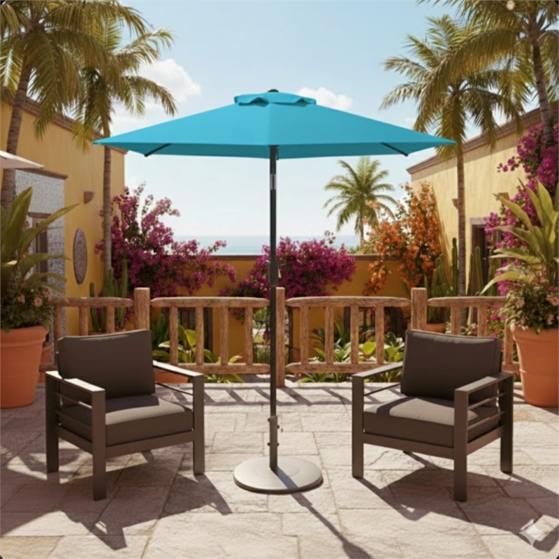 7.5ft Blue Patio Umbrella with Crank Lift Tilt UVResistant Polyester Shade (WITHOUT BASE)