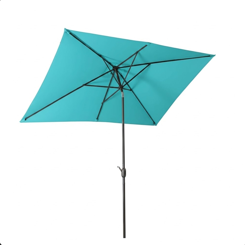 6.5 x 10 Ft Turquoise Patio Umbrella with Crank & Tilt  No Base