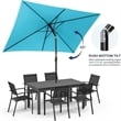 6.5 x 10 Ft Turquoise Patio Umbrella with Crank & Tilt  No Base
