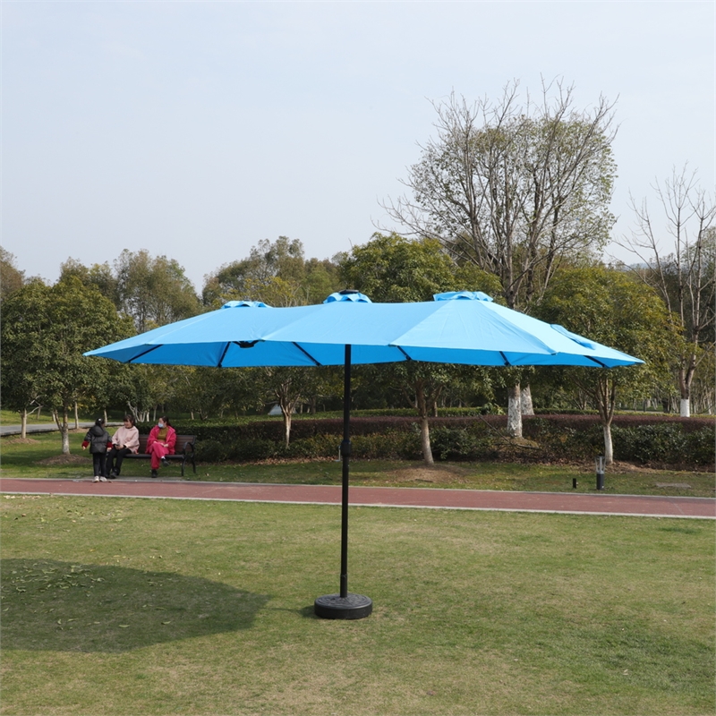 6.5 X 10 Ft Turquoise Patio Umbrella with Crank Tilt Steel Frame Polyester Canopy