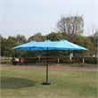 6.5 X 10 Ft Turquoise Patio Umbrella with Crank Tilt Steel Frame Polyester Canopy