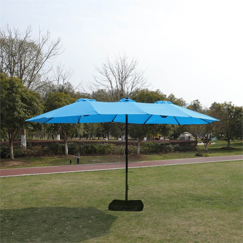 6.5 X 10 Ft Turquoise Patio Umbrella with Crank Tilt Steel Frame Polyester Canopy