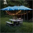 6.5 X 10 Ft Turquoise Patio Umbrella with Crank Tilt Steel Frame Polyester Canopy