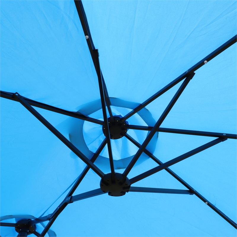 6.5 X 10 Ft Turquoise Patio Umbrella with Crank Tilt Steel Frame Polyester Canopy