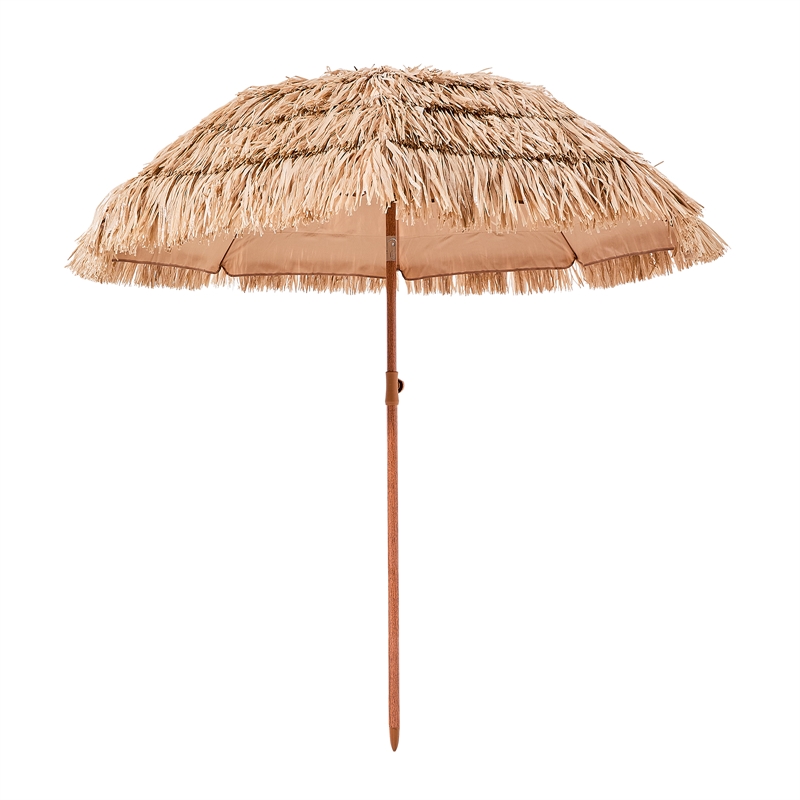 6ft Hawaiian Style Thatched Patio Umbrella with Tilt Natural Polypropylene
