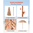 6ft Hawaiian Style Thatched Patio Umbrella with Tilt Natural Polypropylene