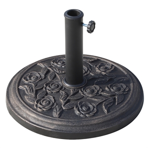 Bronze Steel Patio Umbrella Base Stand with Rose Pattern  20 lbs