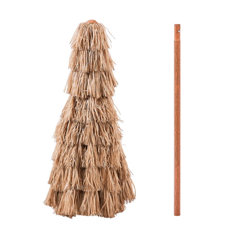 9 Ft Natural Thatched Patio Umbrella with Tilt & Crank No Base