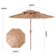 9 Ft Natural Thatched Patio Umbrella with Tilt & Crank No Base