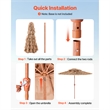 9 Ft Natural Thatched Patio Umbrella with Tilt & Crank No Base