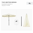 9ft Cream White Patio Umbrella with Tassels Tilt & Crank Polyester Canopy