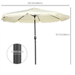 9ft Cream White Patio Umbrella with Tassels Tilt & Crank Polyester Canopy