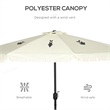 9ft Cream White Patio Umbrella with Tassels Tilt & Crank Polyester Canopy