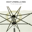 9ft Cream White Patio Umbrella with Tassels Tilt & Crank Polyester Canopy