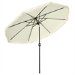 9ft Cream White Patio Umbrella with Tassels Tilt & Crank Polyester Canopy