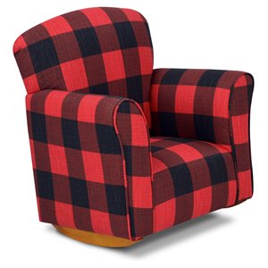 brighton home furniture buffalo check cotton fabric toddler rocker in black/red