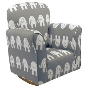 brighton home furniture elephant cotton fabric toddler rocker in gray/white