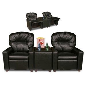 dozydotes contemporary theater seating vinyl kid recliner in black