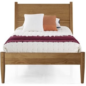 camaflexi mid-century solid wood panel bed in castanho brown