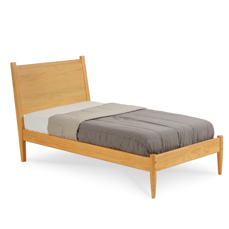 Camaflexi Mid-Century Solid Wood Twin Panel Bed in Scandinavian Oak