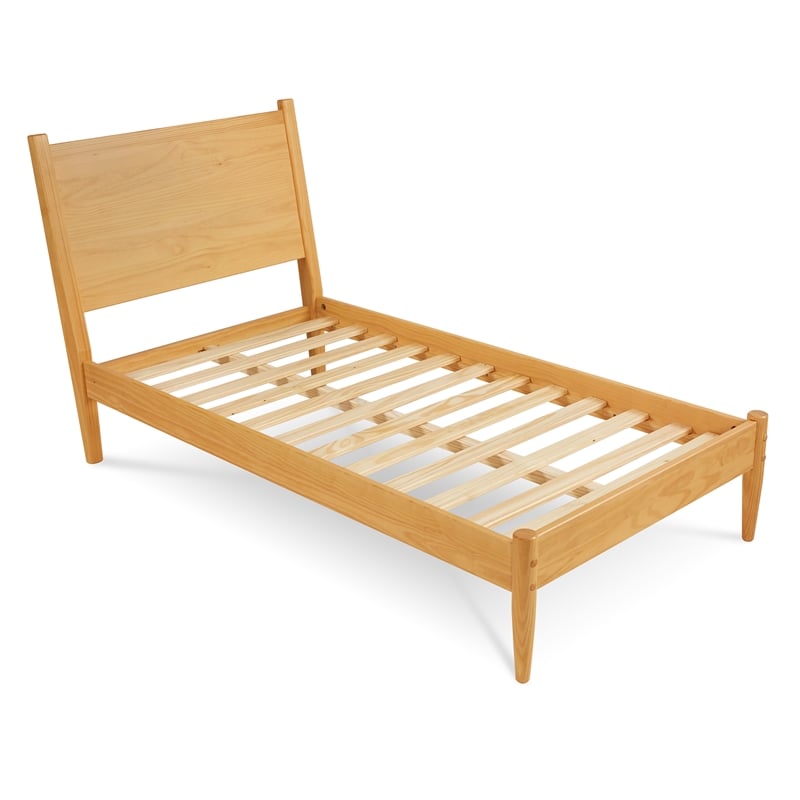 Camaflexi Mid-Century Solid Wood Twin Panel Bed in Scandinavian Oak