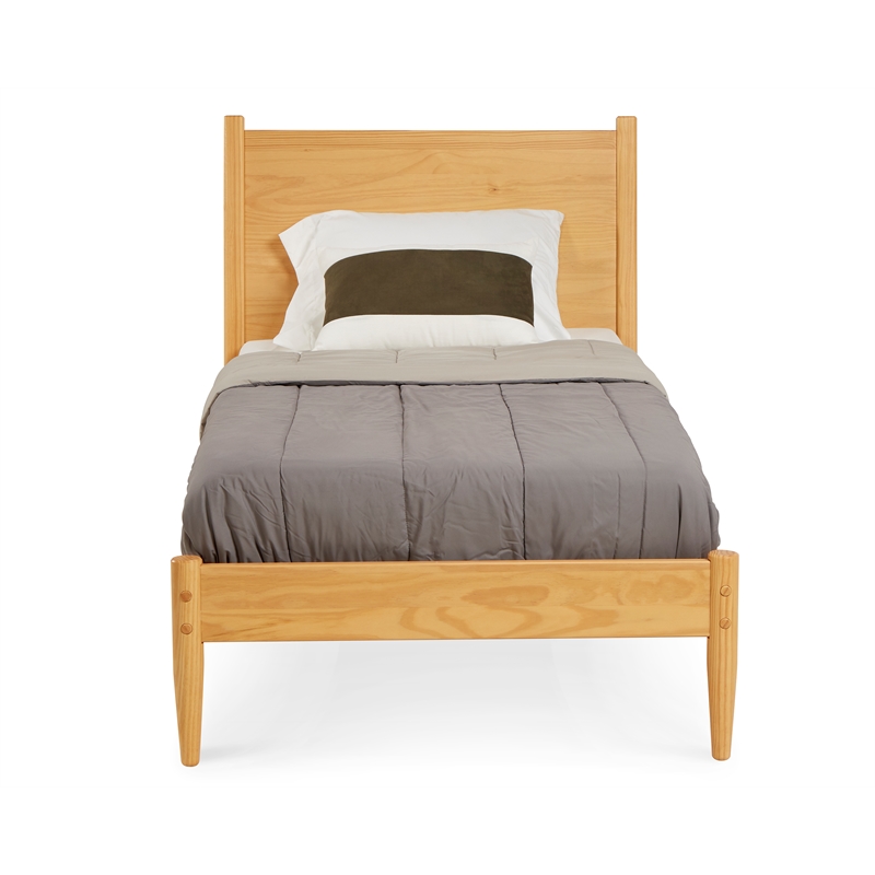 Camaflexi Mid-Century Solid Wood Twin Panel Bed in Scandinavian Oak
