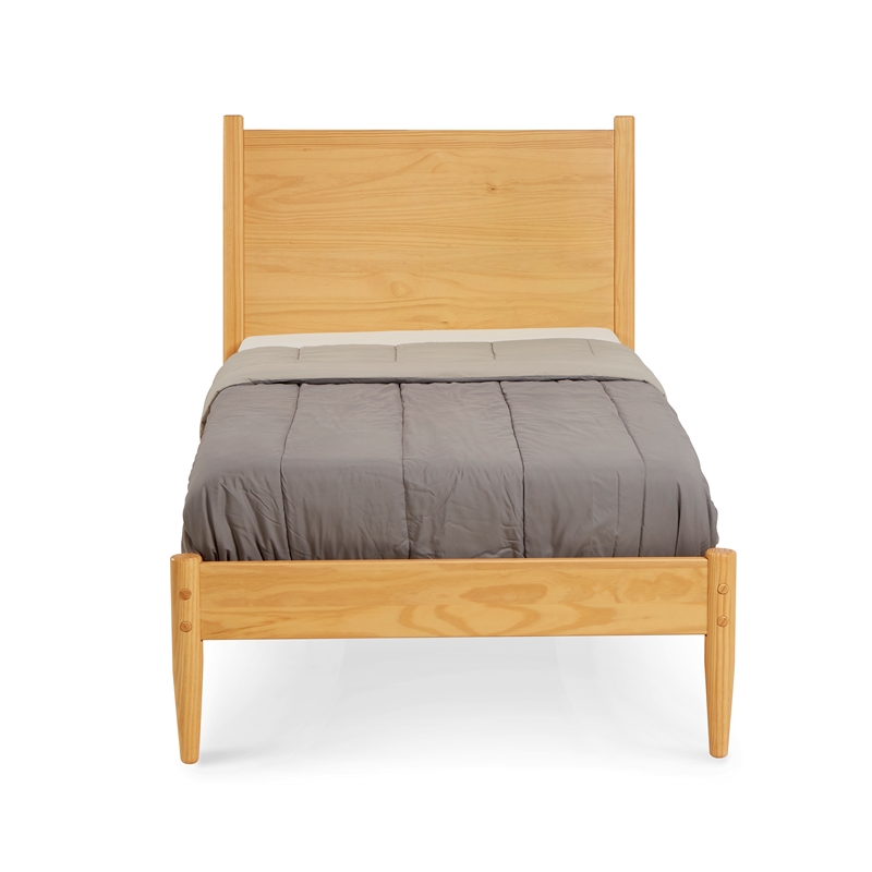 Camaflexi Mid-Century Solid Wood Twin Panel Bed in Scandinavian Oak