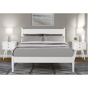 Camaflexi Mid-Century Solid Wood Twin Panel Bed in White
