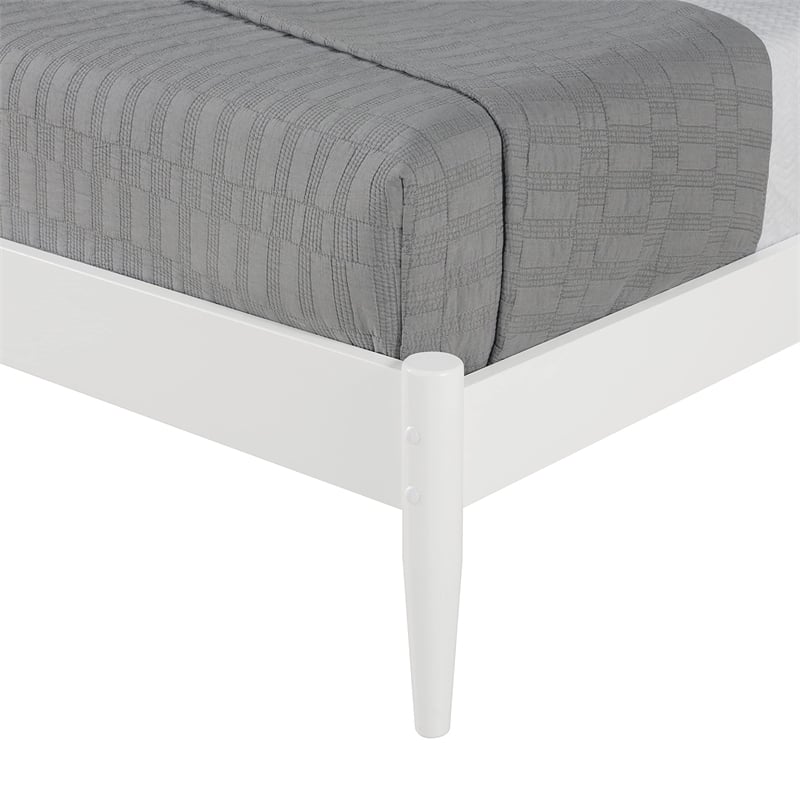 Camaflexi Mid-Century Solid Wood Twin Panel Bed in White