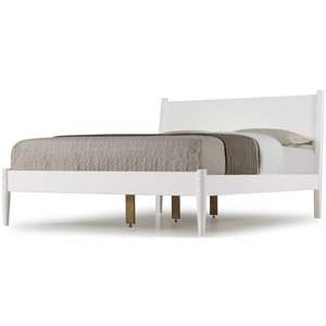 Camaflexi Mid-Century Solid Wood Twin Panel Bed in White