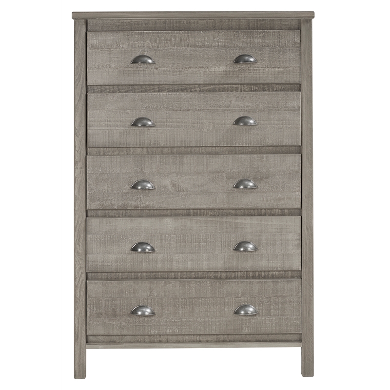 Camaflexi Baja Solid Wood 5-Drawer Bedroom Chest in Driftwood Gray