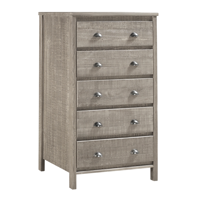 Camaflexi Baja Solid Wood 5-Drawer Bedroom Chest in Driftwood Gray