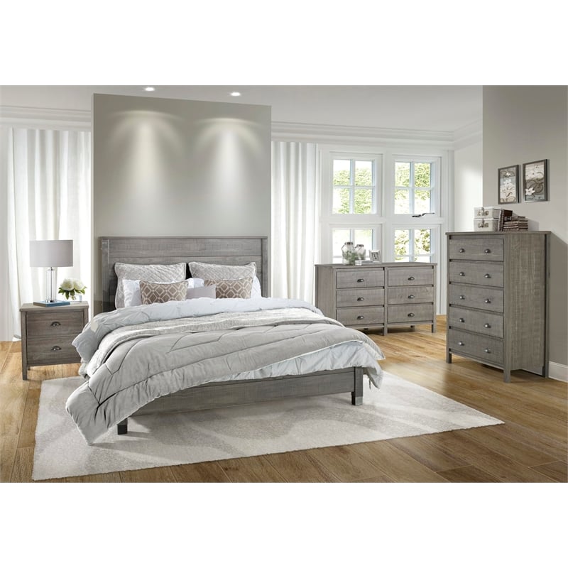 Camaflexi Baja Solid Wood 5-Drawer Bedroom Chest in Shabby White