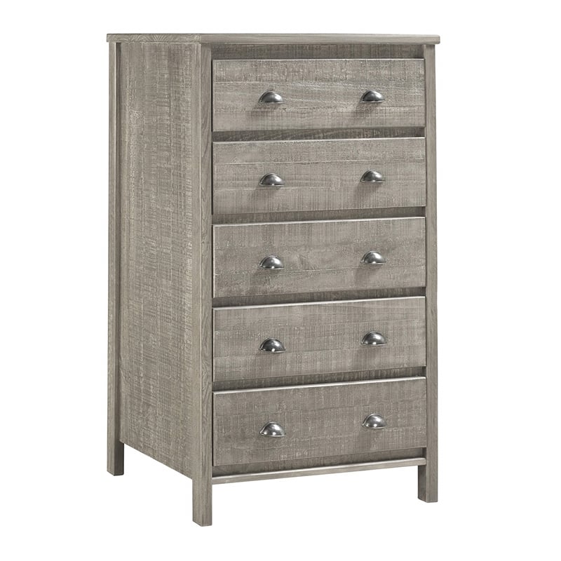 Camaflexi Baja Solid Wood 5-Drawer Bedroom Chest in Shabby White