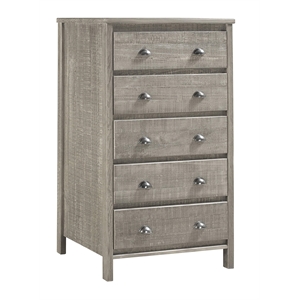 Camaflexi Baja Solid Wood 5-Drawer Bedroom Chest in Shabby White