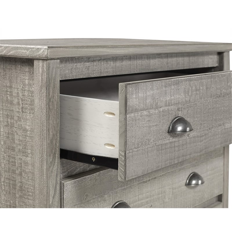 Camaflexi Baja Solid Wood 5-Drawer Bedroom Chest in Shabby White