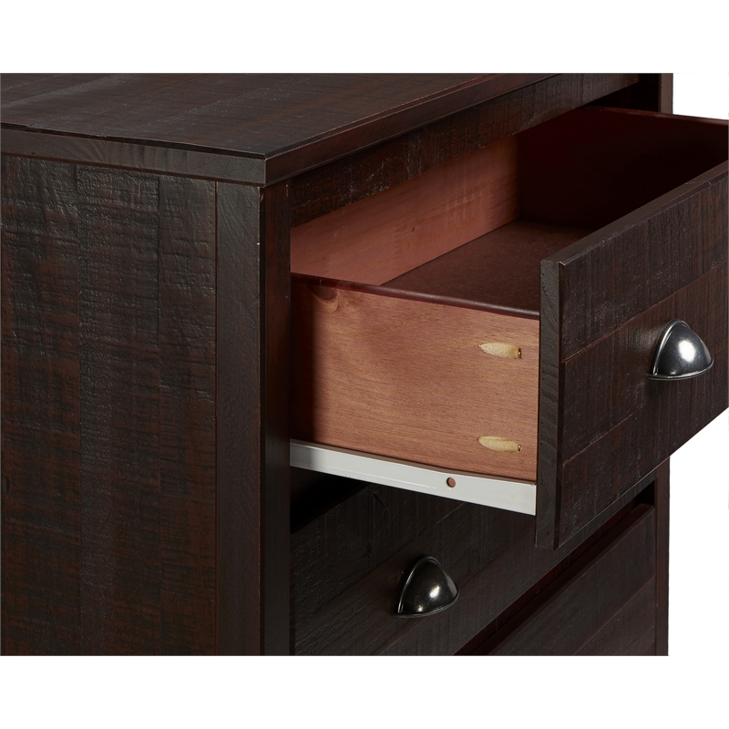 Camaflexi Baja Solid Wood 5-Drawer Bedroom Chest in Walnut