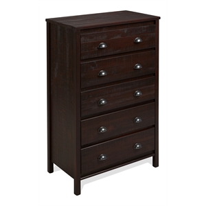 Camaflexi Baja Solid Wood 5-Drawer Bedroom Chest in Walnut