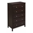 Camaflexi Baja Solid Wood 5-Drawer Bedroom Chest in Walnut