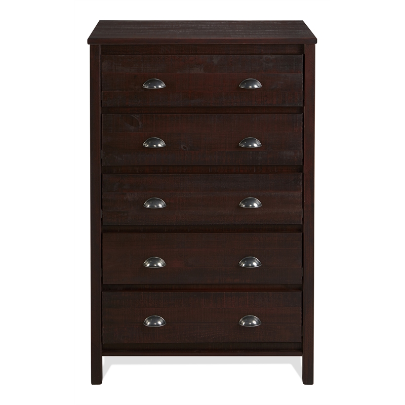 Camaflexi Baja Solid Wood 5-Drawer Bedroom Chest in Walnut