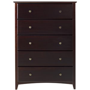 Camaflexi Shaker Style Solid Wood 5-Drawer Bedroom Chest in Cappuccino
