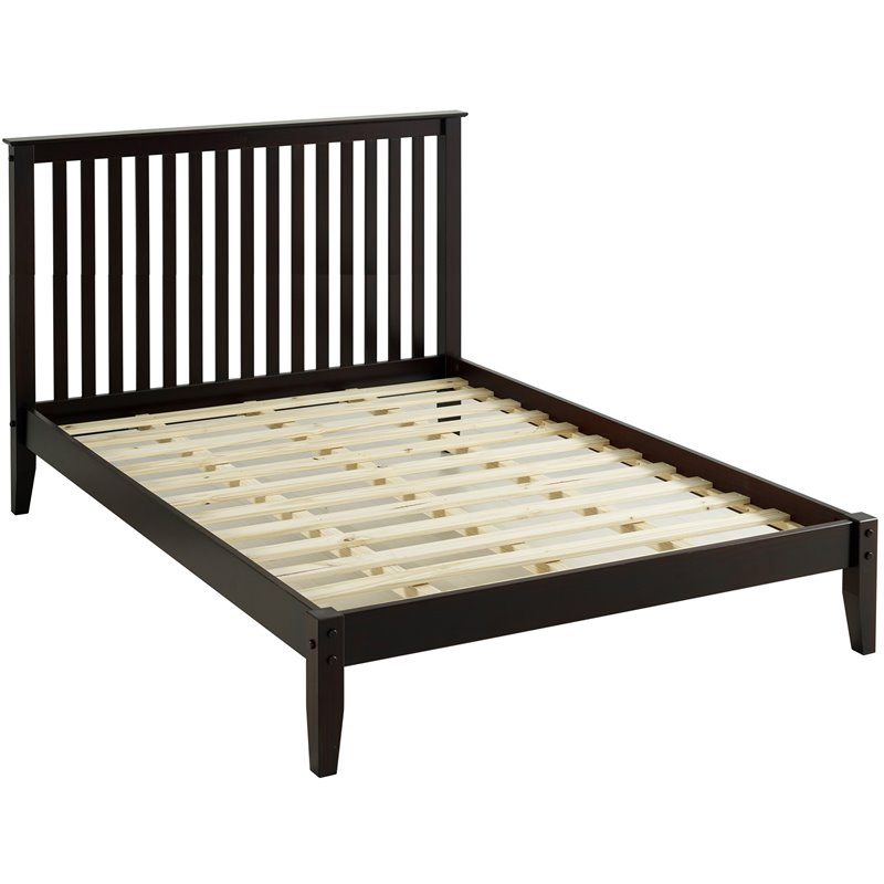 Camaflexi Mission Style Solid Wood Queen Platform Bed in Cappuccino